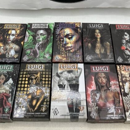 Luigi's 2G Disposables
(25+) pcs. $350 ($14 each)
(50) pcs. $650 ($13 each)
(100) pcs. $1,250 ($12.5 each)
Flavors
- Electric Static Haze
- Neon Plasma Pop
- Ash Root Ritual
- Oblivion Surge
- Voltage Bloom
- Halo Mocha
- Chrome Candy Havoc
- Crazy Carousel Drip
- Sugar Skull Sour
- Toxic Dream Fizz
2-day USPS and 3% money transfer is included in the price